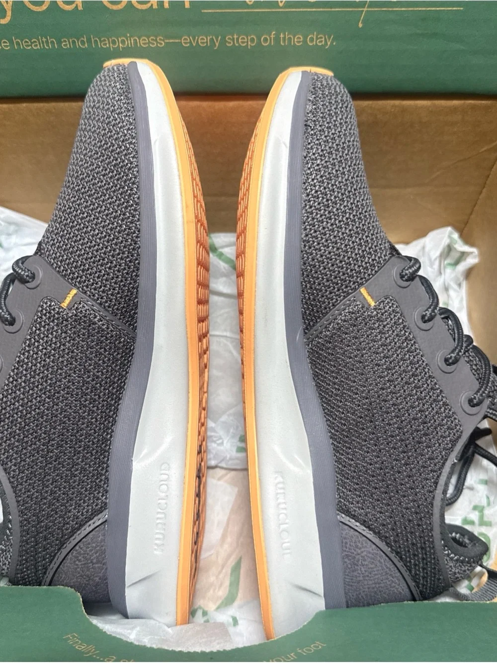 KURU atom  WP women’s Gray Knit Athletic Sneakers with Yellow Accents